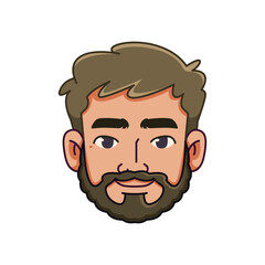 Fototapeta premium Vector Young Smiling Man Avatar Beard Cartoon Illustration Isolated