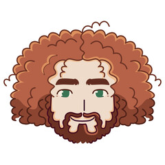 Vector Young Smiling Man Avatar Beard Cartoon Illustration Isolated