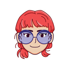 Vector Young Smiling Woman Avatar Glasses Cartoon Illustration Isolated