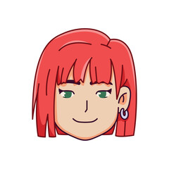 Vector Young Smiling Woman Avatar Cartoon Illustration Isolated