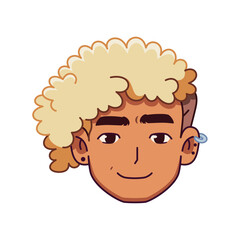 Vector Young Smiling Man Avatar Cartoon Illustration Isolated