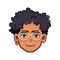 Vector Young Smiling Black Woman Avatar Cartoon Illustration Isolated