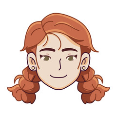 Vector Young Smiling Woman Avatar Cartoon Illustration Isolated