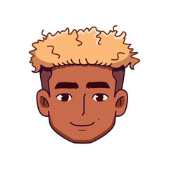 Vector Young Smiling Black Man Avatar Cartoon Illustration Isolated