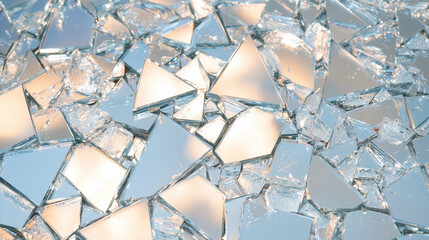 Close Up of Mosaic Mirror Shards Reflecting Light and Texture