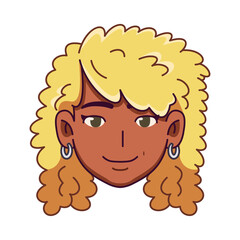 Vector Young Smiling Black Woman Avatar Cartoon Illustration Isolated