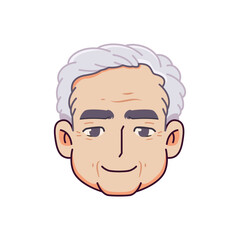 Vector Old Smiling Man Avatar Cartoon Illustration Isolated