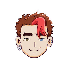 Vector Young Smiling Man Avatar Cartoon Illustration Isolated