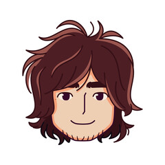 Vector Young Smiling Man Avatar Cartoon Illustration Isolated