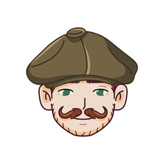 Vector Young Smiling Man Avatar Beret Cartoon Illustration Isolated