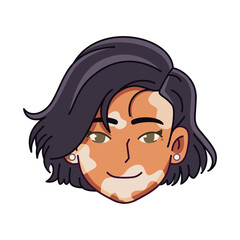 Vector Young Smiling Woman Avatar Cartoon Illustration Isolated