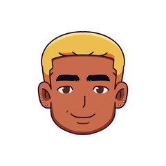 Vector Young Smiling Black Man Avatar Cartoon Illustration Isolated