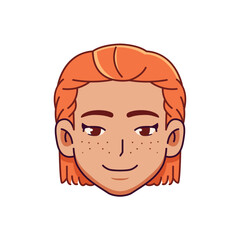 Vector Young Smiling Woman Avatar Cartoon Illustration Isolated