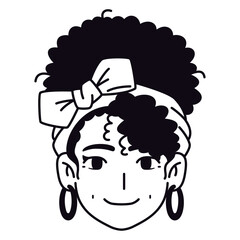 Vector Young Smiling Black Woman Avatar Cartoon Illustration Isolated