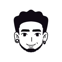 Vector Young Smiling Black Man Avatar Cartoon Illustration Isolated