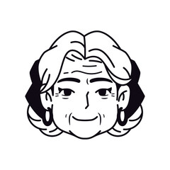 Vector Old Smiling Woman Avatar Cartoon Illustration Isolated