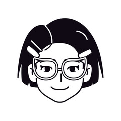 Vector Young Smiling Woman Avatar Glasses Cartoon Illustration Isolated