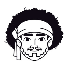 Vector Young Smiling Black Man Avatar Cartoon Illustration Isolated