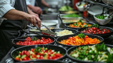 Restaurant healthy food delivery in take away boxes for daily nutrition