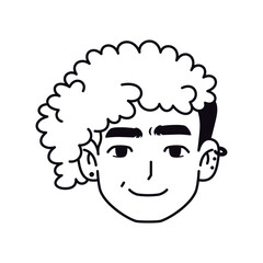 Vector Young Smiling Man Avatar Cartoon Illustration Isolated