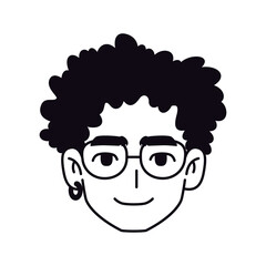 Vector Young Smiling Black Woman Avatar Cartoon Illustration Isolated