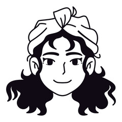 Vector Young Smiling Woman Avatar Scarf Cartoon Illustration Isolated