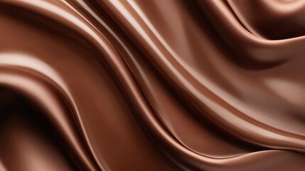 Fototapeta premium Luxurious Flowing Brown Silk Texture with Smooth Shiny Surface in Close-Up View