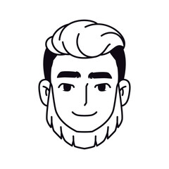 Vector Young Smiling Man Avatar Beard Cartoon Illustration Isolated