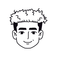 Vector Young Smiling Black Man Avatar Cartoon Illustration Isolated