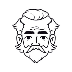 Vector Old Smiling Man Avatar Beard Cartoon Illustration Isolated