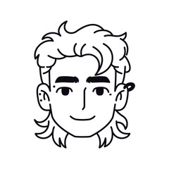 Vector Young Smiling Man Avatar Cartoon Illustration Isolated