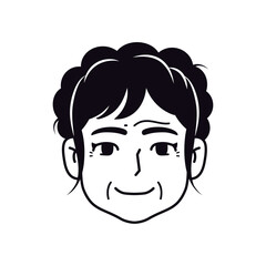 Vector Old Smiling Woman Avatar Cartoon Illustration Isolated