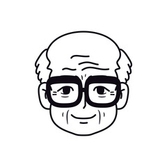 Vector Old Smiling Black Man Avatar Glasses Cartoon Illustration Isolated