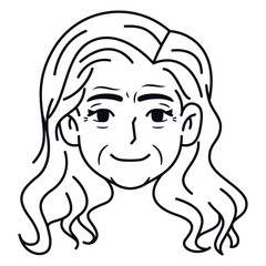 Vector Old Smiling Woman Avatar Cartoon Illustration Isolated