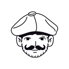 Vector Young Smiling Man Avatar Beret Cartoon Illustration Isolated
