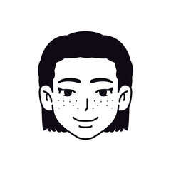 Vector Young Smiling Woman Avatar Cartoon Illustration Isolated