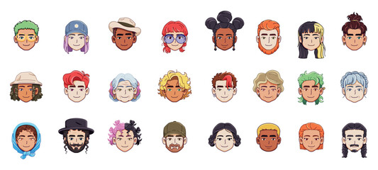 Vector Different People Avatar Cartoon Icons Set Illustration Isolated