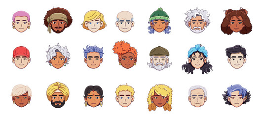 Vector Different People Avatar Cartoon Icons Set Illustration Isolated