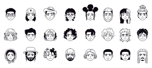 Vector Different People Avatar Cartoon Icons Set Illustration Isolated