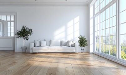 Obraz premium A bright living room design with ample natural light