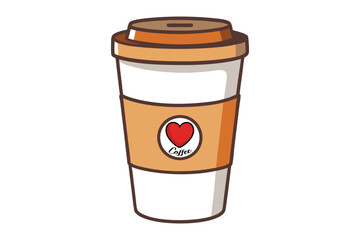 Disposable coffee cup with love icon vector illustration