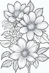 Beautiful flower coloring page for kids and adults 