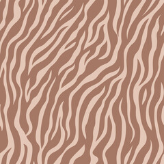 Zebra fashion pattern, African animal skin texture, Seamless repeating vector pattern, brown colors