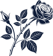 Rose flower silhouette vector art design with white background
