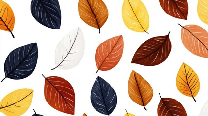 Obraz premium A colorful arrangement of autumn leaves in shades of red, orange, yellow, and gray on a dark background, creating a vibrant seasonal pattern.