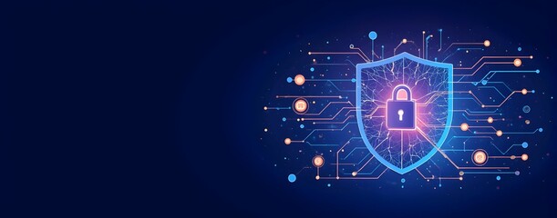 Digital Fortress: A shield of cybersecurity protects data from cyber threats.  Unbreakable defense, ultimate protection.