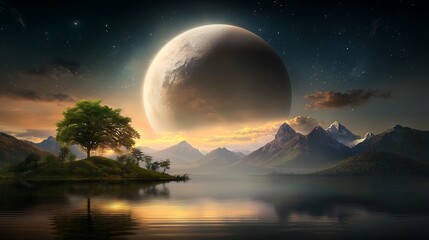 Naklejka premium Global ecosystem restoration artificial intelligence center, interdisciplinary team using advanced AI technologies to model and reconstruct complex planetary ecological systems, immersive planetary 
