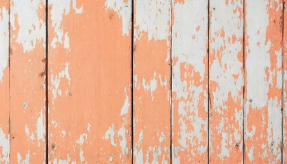 Obraz premium Orange pale light pastel sherbet textured surface of old barn or house siding wall fence or floor with peeling paint shabby chic backdrop design