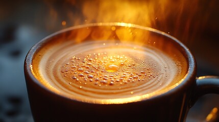 Golden Hour Coffee Steam And Crema