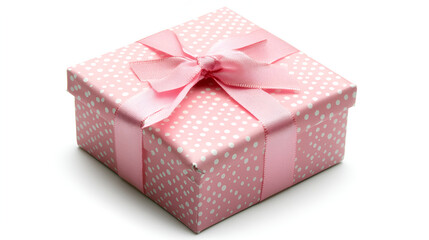 Pink gift box on white background